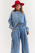 Load image into Gallery viewer, La Bohème Girls Ezra Pant Denim Hearts
