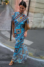 Load image into Gallery viewer, Blue Multi Print Mesh Dress
