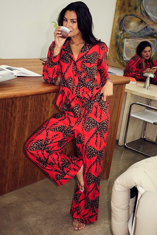 Red Bow Cotton Button Through Pyjamas