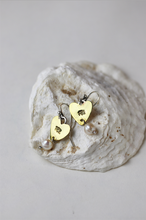 Load image into Gallery viewer, Flick Heart and Pearl Earrings, Brass, Silver &amp; Fresh Water Pearl
