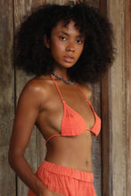 Load image into Gallery viewer, Capri Tara Crochet Knit Tri Bikini Top - Coral
