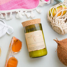 Load image into Gallery viewer, COCONUT &amp; LIME - Reclaimed Wine Bottle Soy Wax Candle
