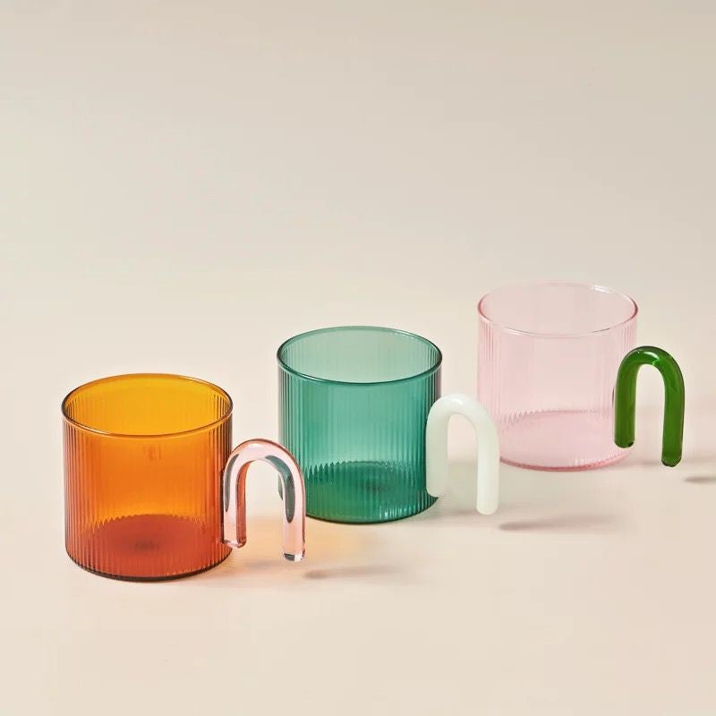Ripple Glass Mug in Pink