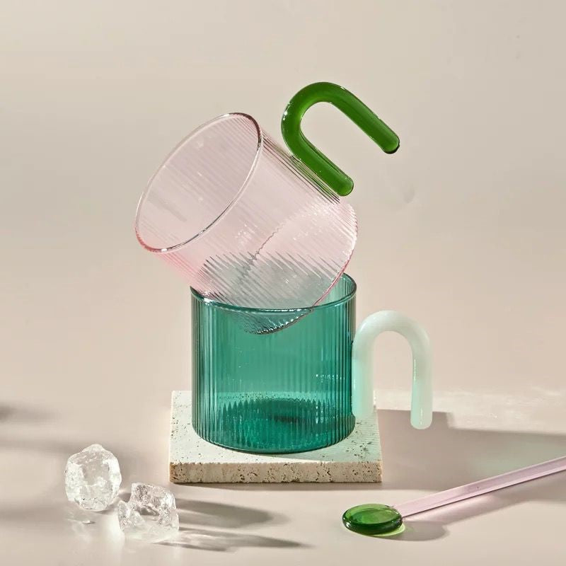 Ripple Glass Mug in Aqua
