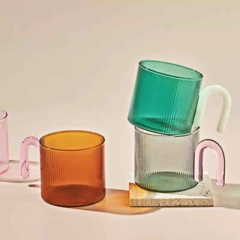 Ripple Glass Mug in Amber
