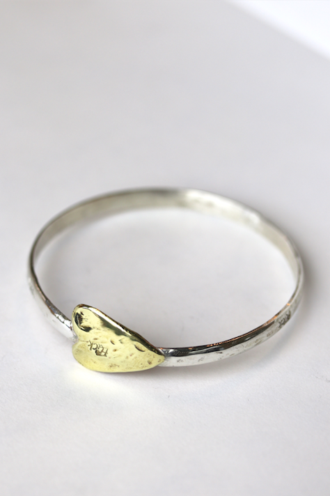Love On The Side Bangle, Silver & Brass