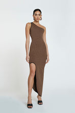 Load image into Gallery viewer, WINDOW CHECK ASYMMETRIC KNIT MIDI
