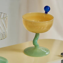 Load image into Gallery viewer, Swirl Glass - Desert Bowl in Yellow/Jade
