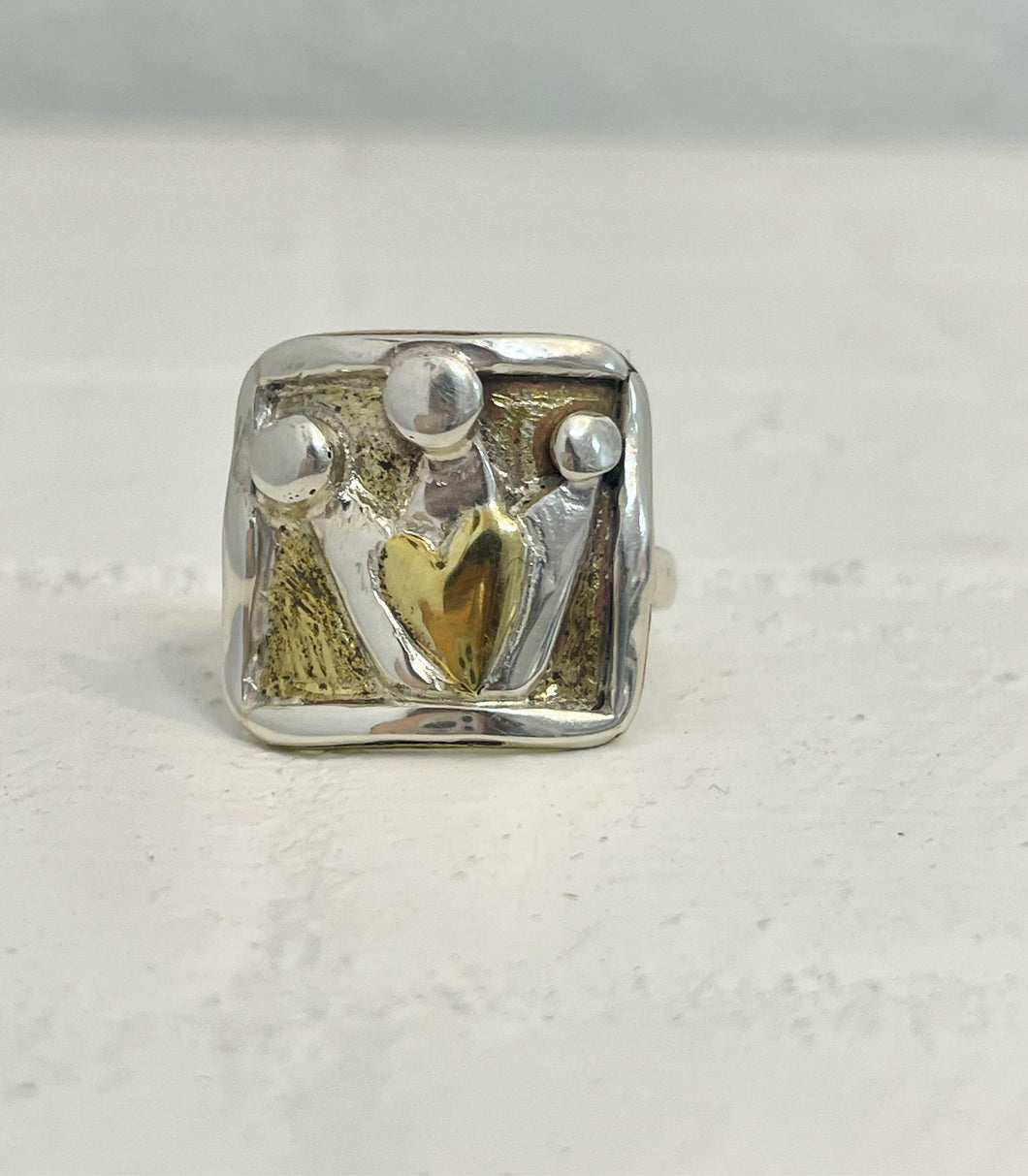 Queenie Ring, Silver & Brass
